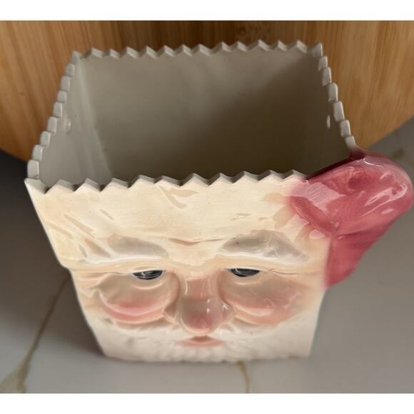 Vintage Santa Claus Face Ceramic 7x5 Inch Sack Christmas Bag Holidays - Picture 6 of 7